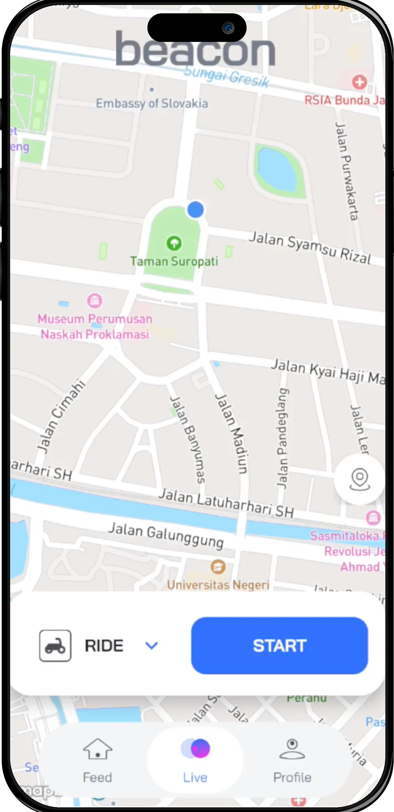 Start activity screen